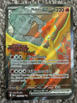 Pokemon Team Rockets Moltres EX 208/182 Stamped Destined rivals NM - Image 1
