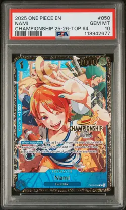 2025 ONE PIECE PROMOS CHAMP 25-26-TOP 64 #050 NAMI PSA 10 English - Image 1