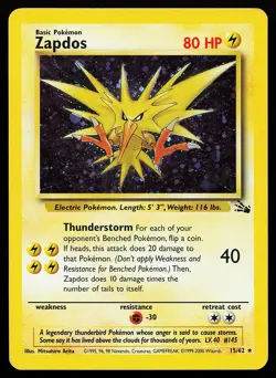 Zapdos 15/62 Cosmos Holo Fossil Pokemon Card - Image 1