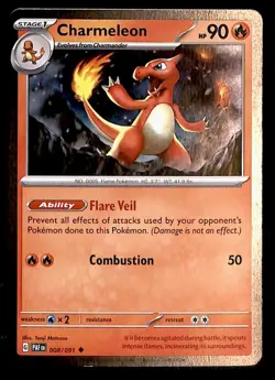 Charmeleon Cosmos Holo Rare Paldean Fates 008/091, NM Pokemon Card - Image 1
