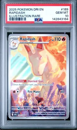 2025 POKEMON DRI EN-DESTINED RIVALS ILLUSTRATION RARE #189 RAPIDASH PSA 10 - Image 1