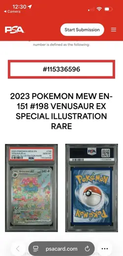Pokemon TCG Venusaur EX Scarlet & Violet 198/200 PSA 10 - Image 5