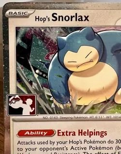 Hop's Snorlax Play! Stamped COSMO Holo Pokemon Prize Pack Series 8 Promo Card NM - Image 2