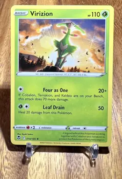 Virizion 014/195 Rare Non Holo Silver Tempest Pokemon Card NM - Image 1
