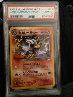 Pokemon Dark Houndoom Holo Rare Darkness and to Light 229 PSA 10 Japanese - Image 1