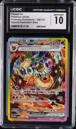 2025 POKEMON PRISMATIC EVOLUTIONS #146/131 FLAREON EX CGC 10 GEM MINT - Image 1