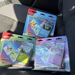 Pokemon TCG Prismatic Evolutions Tech Sticker Collection Blister Set of 3 Sealed - Image 1