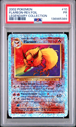 PSA 1 2002 Pokemon Legendary Collection Flareon 10/110 Reverse Holo Foil Rare - Image 1