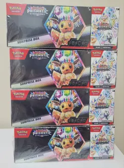 LOT OF (4) Pokemon Prismatic Evolutions Surprise Box & Booster Bundle Sam's Club - Image 1