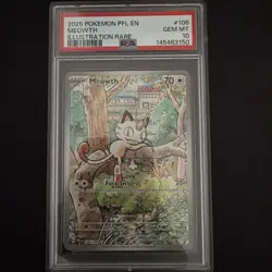 2025 POKEMON PFL EN-PHANTASMAL FLAMES ILLUSTRATION RARE #106 MEOWTH PSA 10 - Image 1