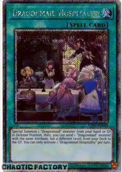 YUGIOH RA03-EN068 Dragonmaid Hospitality Platinum Secret Rare 1st Edition NM - Image 1
