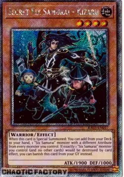 YUGIOH RA03-EN017 Secret Six Samurai - Kizaru Platinum Secret Rare 1st Edition N - Image 1