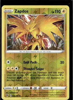 Pokemon Zapdos 048/185 Vivid Voltage Reverse Holo Rare 2 Card Lot - Image 1