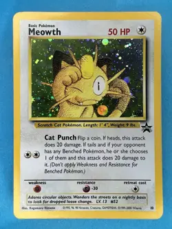 Meowth #10 Black Star Promo Holo Rare Vintage 2000 Pokemon Card - Image 1