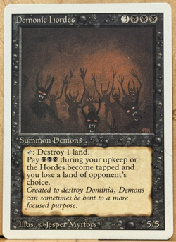 REVISED EDITION Vintage MtG Demonic Hordes Unplayed NM - Image 1