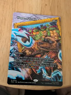 Plague of Vermin (Borderless) 0007 PZA Teenage Mutant Ninja Turtles TMNT MTG NM - Image 1