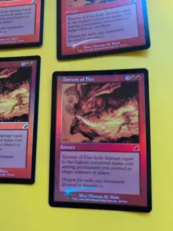 Torrent of Fire playset sorcery MTG FOIL Shooting Star. Scourge 2003 4 Card. - Image 2