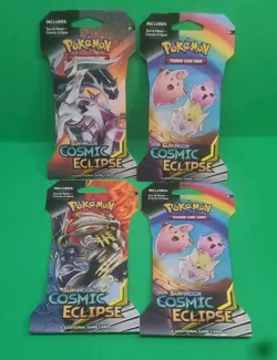 Pokemon EMPTY Tag Team Cosmic Eclipse Booster Pack Sleeves X4 - Image 1