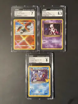 Radiant Charizard CGC 7 Dark Gyarados CGC 8 Mewtwo CGC 8.5 Pokemon TCG - Image 1