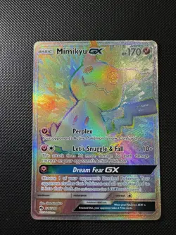 Pokemon Sun & Moon Lost Thunder Mimikyu Gx Hyper Rare Rainbow Holo 226/214 NM - Image 1