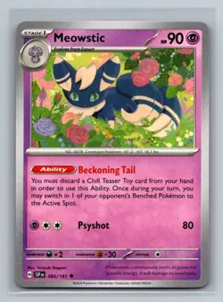 Meowstic Normal Uncommon SV08: Surging Sparks SSP Psychic 085/191 Pokemon Card T - Image 1
