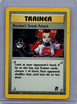 Rocket's Sneak Attack 16/82 Pokemon TCG Team Rocket Unlimited Holo Rare HP/DMG - Image 1