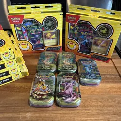 Pokemon Day 2026 Collection Box x6 Prismatic Evolutions Mini Tins x5 Bundle 🔥🔥 - Image 1