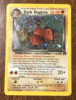 Pokemon Dark Dugtrio Holo Rare 6/82 Team Rocket with swirl- Creases - Image 1