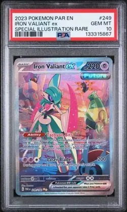 Iron Valiant Ex 249/182 Special Illustration Rare Pokemon Paradox Rift PSA 10 - Image 1