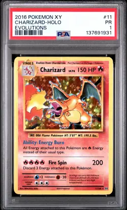 2016 POKEMON XY EVOLUTIONS #11 CHARIZARD-HOLO PSA 1 - Image 1