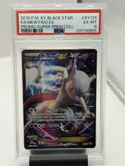 2016 Pokemon Mewtwo EX Full Art XY Black Star Promo XY125 PSA 6 EX-MT - Image 1