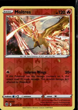 Pokemon Moltres 021/172 Brilliant Stars Reverse Holo Rare - Image 1