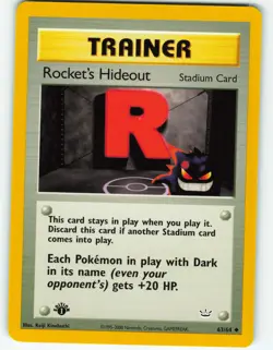 Rocket's Hideout - 1st Edition - 63/64 Neo Revelation - Pokemon TCG - 2001 - Image 1