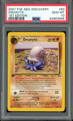 PSA 10 Omanyte 1st Edition Neo Discovery 60/75 Pokemon Card - Image 1