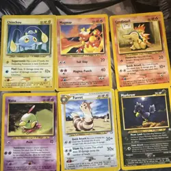 pokemon lot 6 cards, Vintage, rare, Neo Genesis Furret, Cyndaquil, Chinchou - Image 1