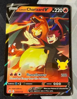 Lance's Charizard V SWSH133 - Celebrations Pokemon Card - NM - Image 1
