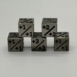 5x Positive Dice Counters Silver Metal +1/+1 for Magic: The Gathering / CCG MTG - Image 1