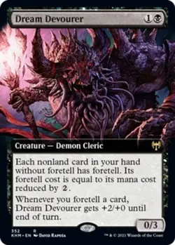 MTG Dream Devourer - Foil - Extended Art, Kaldheim, Moderately Played, English - Image 1