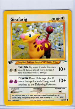 1st Edition Girafarig 66/105 Neo Destiny Pokemon 2000 M/NM - Image 1