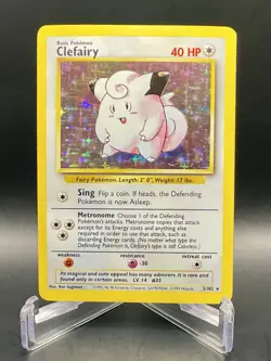 Clefairy 5/102 Base Set Unlimited (1999) Holo Rare Vintage WOTC Pokemon TCG - Image 1