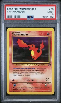 2000 Pokemon TCG Team Rocket Charmander 50/82 PSA 9 Unlimited - Image 1
