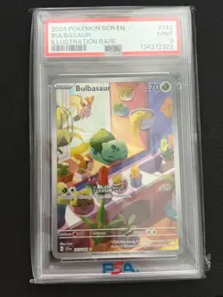 2024 POKEMON SCR EN-STELLAR CROWN ILLUSTRATION RARE #143 BULBASAUR PSA 9 - Image 1