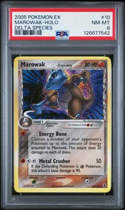 2005 POKEMON EX DELTA SPECIES #10 MAROWAK-HOLO PSA 8 - Image 1