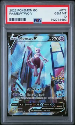 FRESH CERT 2022 Pokemon Go FA Mewtwo V #072 Alternate Full Art HOLO PSA 10 - Image 1