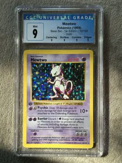 Pokemon 1999 Mewtwo Base Set Shadowless 1st Edition 10/102 CGC 9 Mint - Image 1