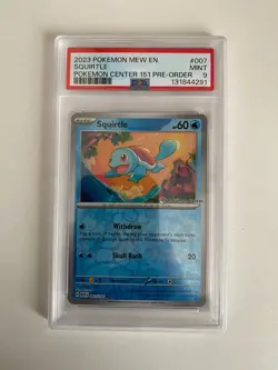 2023 POKEMON MEW EN-151 POKEMON CENTER 151 PRE-ORDER PROMO #007 SQUIRTLE PSA 9 - Image 1
