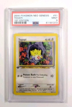 Pokemon Togepi 51/111 1st edition No Genesis 2000 graded psa 9 mint condition - Image 1