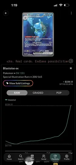 Pokemon TCG Blastoise EX Sir 200/165 Scarlet & Violet 151 - Image 3
