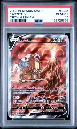 2023 POKEMON SWORD AND SHIELD CROWN ZENITH GG36 FULL ART/ENTEI V - PSA 10 - Image 1