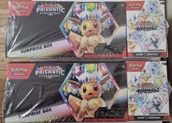 LOT OF (2) Pokemon Prismatic Evolutions Surprise Box & Booster Bundle Sam's Club - Image 1